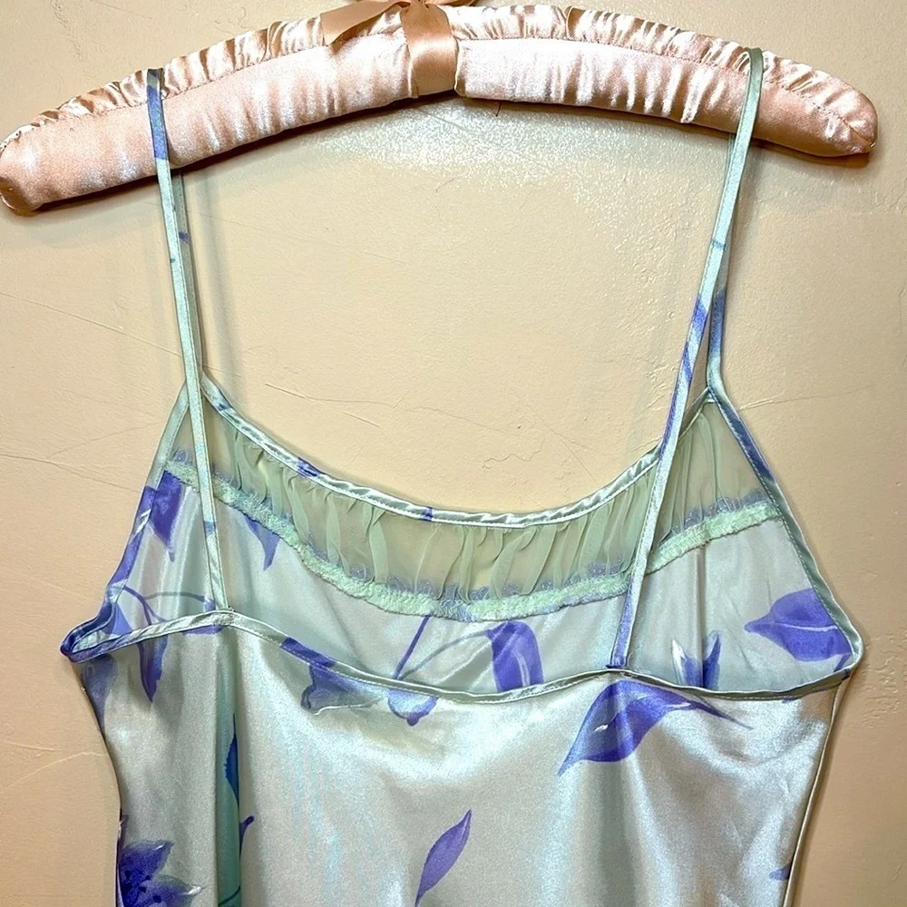 NEW VTG 90s California Dynasty sleep chemise slip dress Mint Purple Sz M - Picture 10 of 13